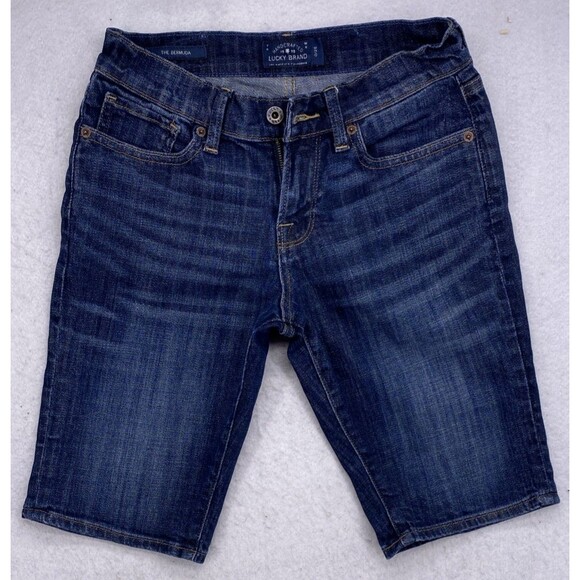 Lucky Brand Women’s Denim Bermuda Shorts Size 0/25 Blue Distressed Jean - Picture 3 of 13